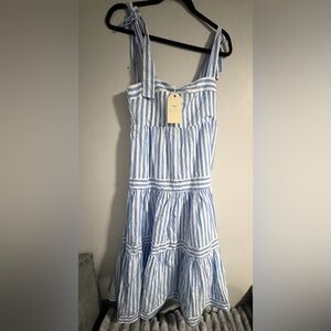 New Runway scout Blue and White Striped Midi Dress